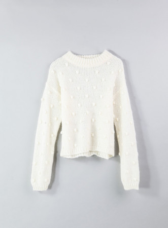 Maglia girocollo panna -...