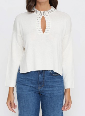 MAGLIA BORCHIE AVORIO -...