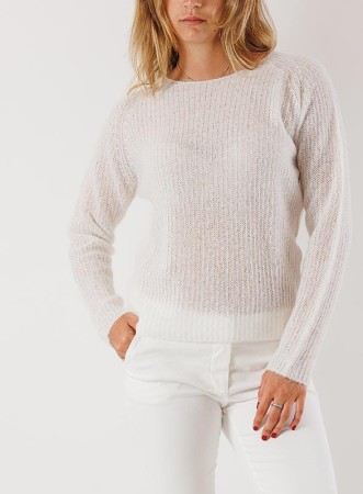 MAGLIA SCOLLO BARCA PANNA -...