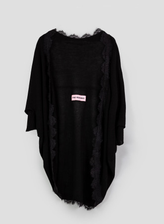 Cardigan con pizzo nero -...