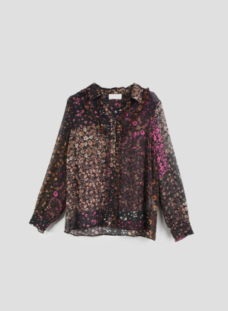 STRESA- CAMICIA NERO CON FIORI