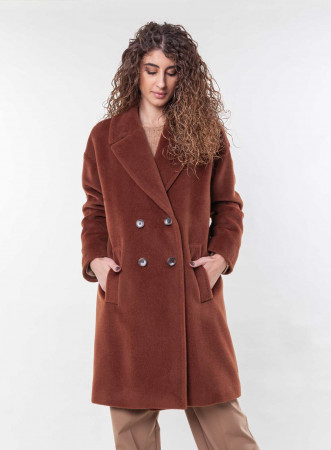 Cappotto doppiopetto coccio donna - iBlues