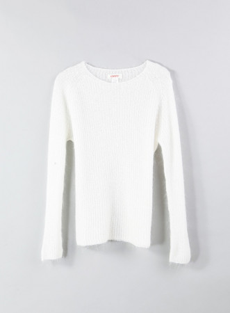 Maglia scollo a barca panna...